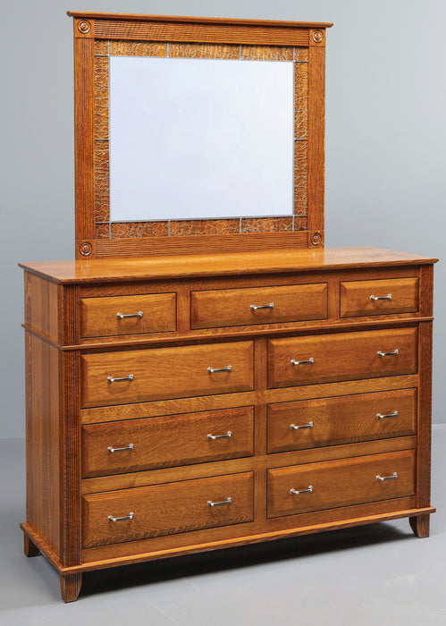 Amish Arlington 9-Drawer Dresser Traditional shown in OCS-113 Michaels Stain on Quarter Sawn White Oa