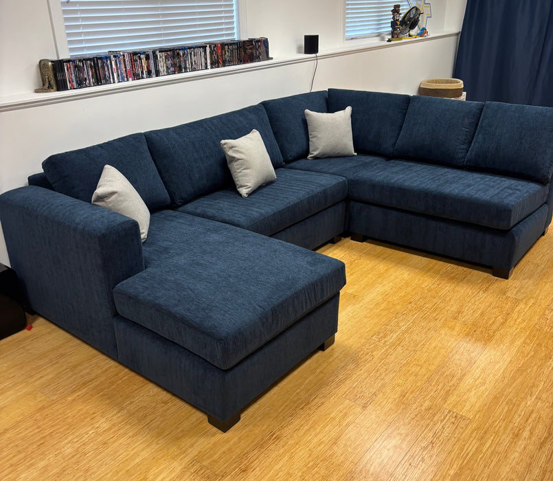 Amish Built Sectional Couch Modern Style with Crypton Performance Fabric Front Facing