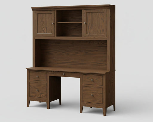 Amish Ashton Credenza with Hutch FC-42000 Almond on Oak Lamb Wood Working Quick Ship