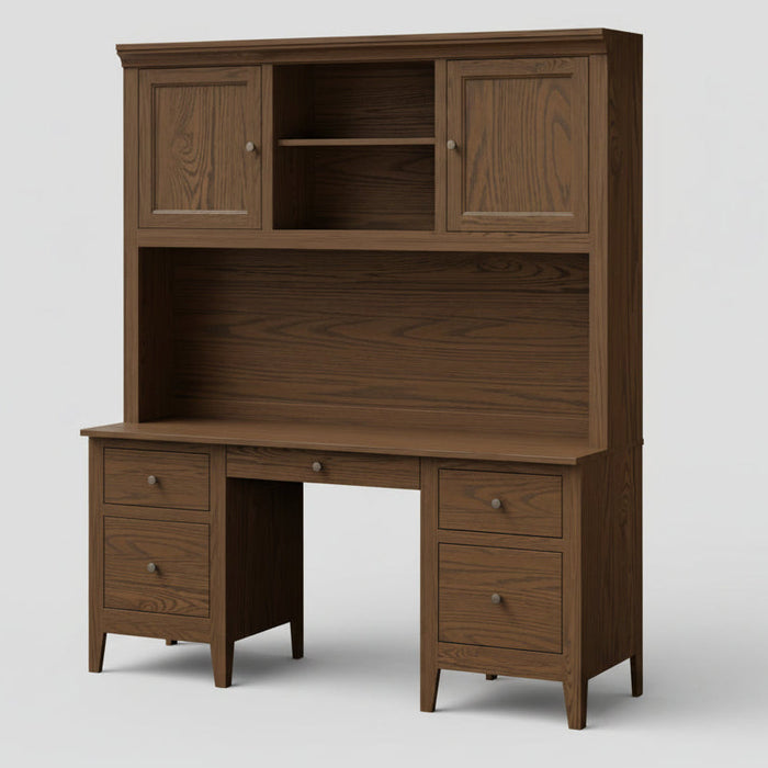 Amish Ashton Credenza with Hutch FC-42000 Almond on Oak Lamb Wood Working Quick Ship