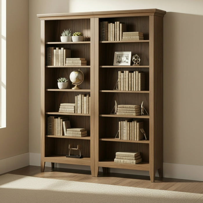 Amish Ashton Double Bookcase Unit Quick Ship Lamb Woodworking