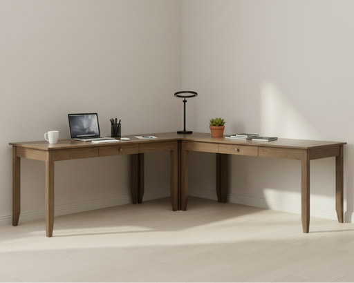 Amish Ashton L-Shape Desk Unit Lamb Woodworking Quick Ship