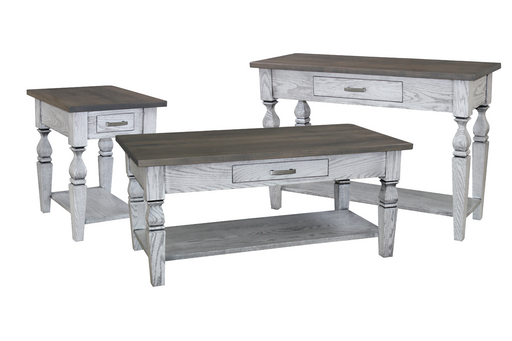 Amish Ashton Living Room Table - Amish Living Room Tables Set - Solid Oak 2-Tone Painted