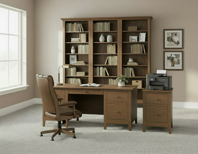 Amish Ashton Office Set Ashton Desk, File Cabinet, Bookcase Unit Quick Ship Ashton Office Set Amish Office Furniture Solid Wood
