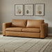 Brown leather sofa on a white background