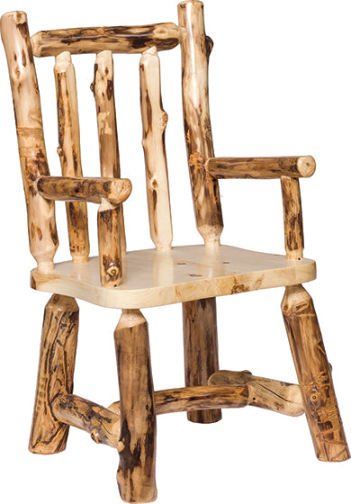 Aspen Log Armed Dining Chair Natural Colorado Aspen Cabin Dining Chair Front Facing