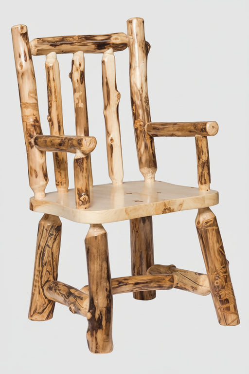 Aspen Log Armed Dining Chair Natural Colorado Aspen Cabin Dining Chair Front Facing