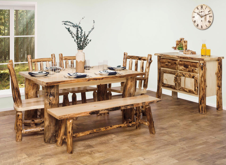 Aspen Log Dining Table and Chairs Natural Colorado Aspen Cabin Dining Chair Front Facing