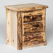 Aspen Log Nightstand with 3 Drawers Natural Colorado Aspen Log Wood Cabin Style Nightstand Front Facing