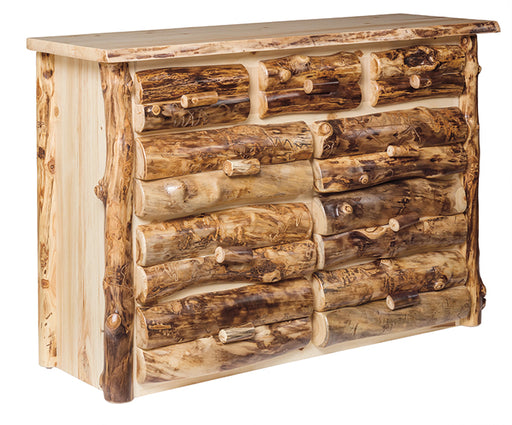 Aspen Log 9 Drawer Dresser Natural Colorado Aspen Log Cabin Style Dresser Front Facing