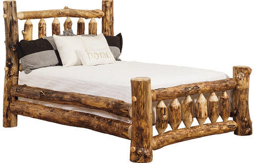 Aspen Log Bed Natural Colorado Aspen Log Wood Cabin Style Bed Front Facing