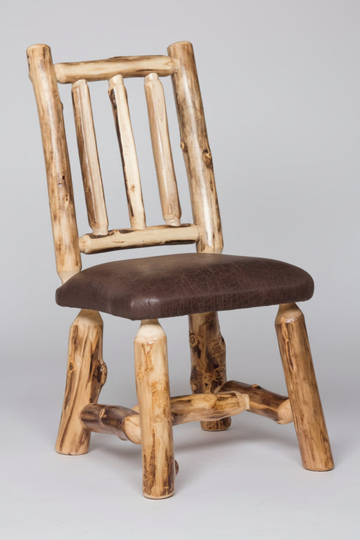 Amish Aspen Log Chair with Fabric Seat Bylers Rustic Furniture Aspen Log Cabin Furniture