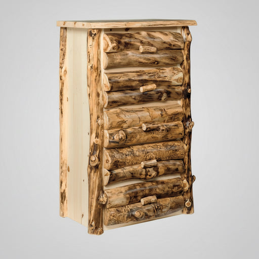Aspen Log Chest Natural Colorado Aspen Log Wood Cabin Style Chest of Drawers Front Facing
