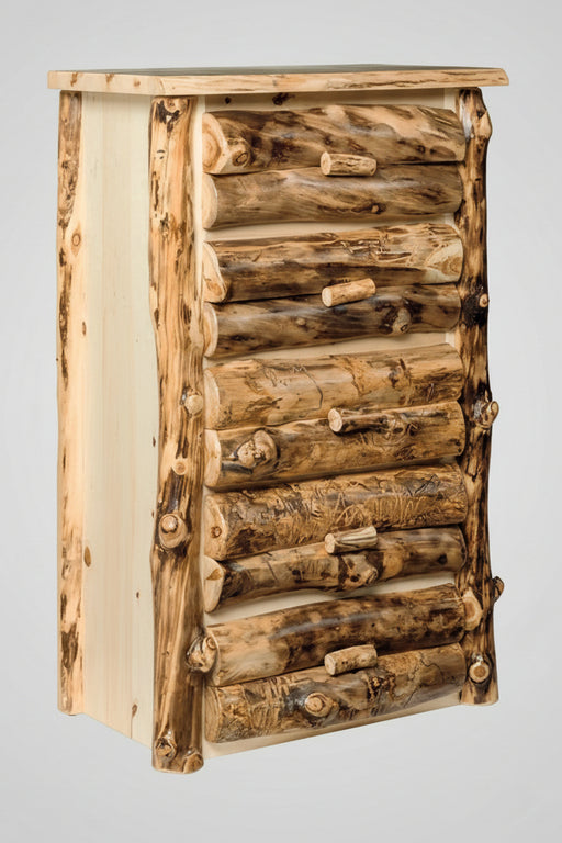 Aspen Log Chest Natural Colorado Aspen Log Wood Cabin Style Chest of Drawers Front Facing