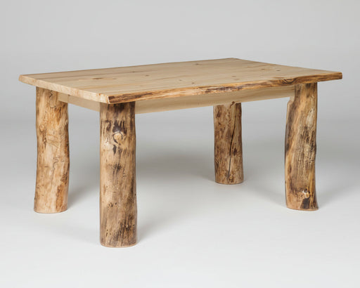 Aspen Log Dining Table Natural Colorado Aspen Log Wood Cabin Style Dining Table Front Facing