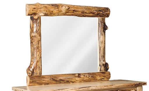 Aspen Log Dresser Mirror Natural Colorado Aspen Log Wood Cabin Style Chest Front Facing