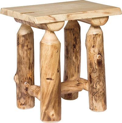 Aspen Log End Table Colorado Aspen Log Wood Cabin End Table Front Facing