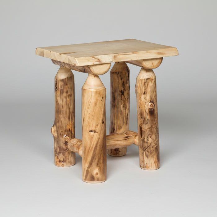 Aspen Log End Table Colorado Aspen Log Wood Cabin End Table Front Facing