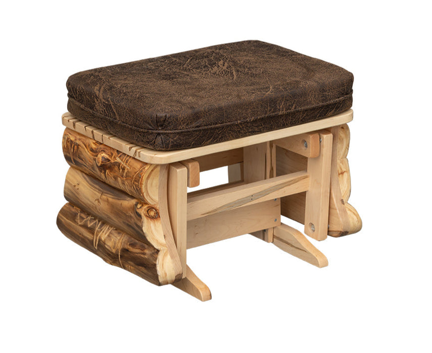 Aspen Log Gliding Ottoman Cabin Style Gliding Ottoman Front Facing