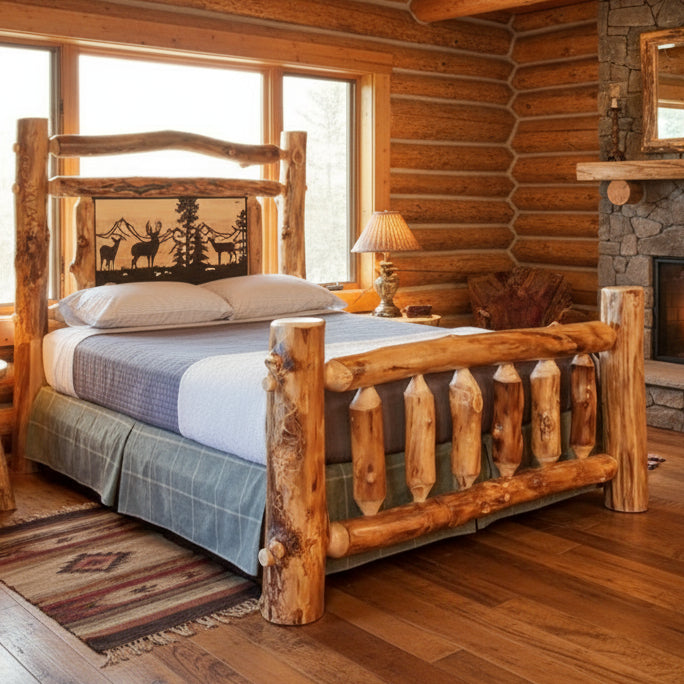 Amish Aspen Log Grand Metal Art Poster Bed