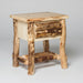 Aspen Log Open Nightstand Natural Colorado Aspen Log Wood Cabin Style Nightstand Front Facing