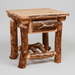 Amish Aspen Log Open Nightstand with Elk Antler Drawer Rocky Mountain Collection Quick Ship