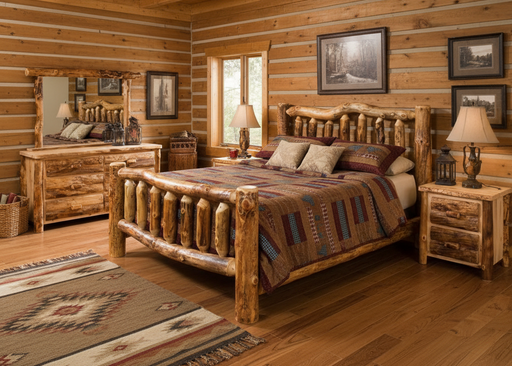Amish Aspen Log Quick Ship Bedroom Set Elkhorn Bedroom Fireside Log Furniture