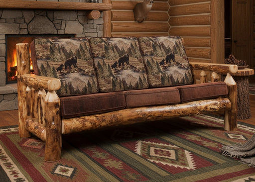 Amish Aspen Log Sofa - Rustic Cabin Amish Living Rom Furniture - Amish Made Aspen Log Sofa