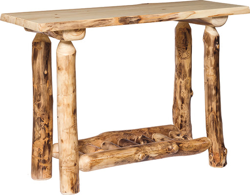 Aspen Log Sofa Table Colorado Aspen Log Wood Cabin Sofa Table Front Facing