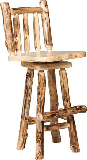 Aspen Log Swivel Bar Chair Natural Colorado Aspen Cabin Bar Chair Front Facing