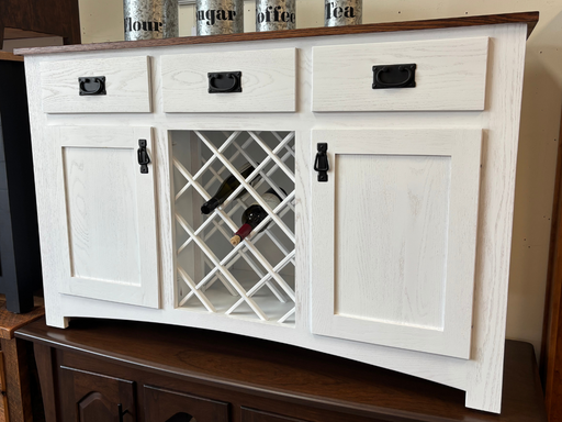 Amish Austin Wine Buffet - Amish Farmhouse Wine Storage Buffet - Solid Oak Amish-Made Wine Buffet