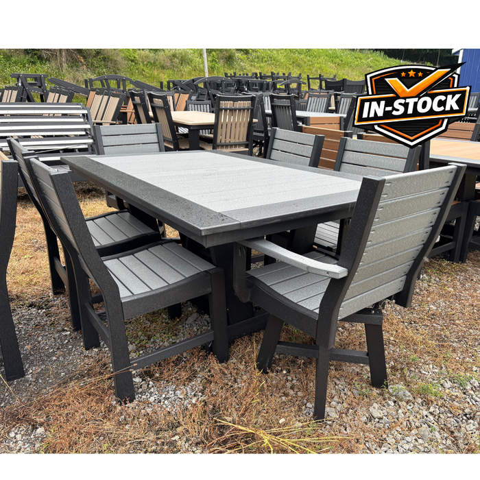 Amish Poly Baldwin Dining Set 44" x 72" With Swivel End Chairs - In-Stock