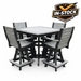 Amish Baldwin 44" Square Balcony Dining Set With 4 Swivel Arm Chairs - Dark Gray on Black