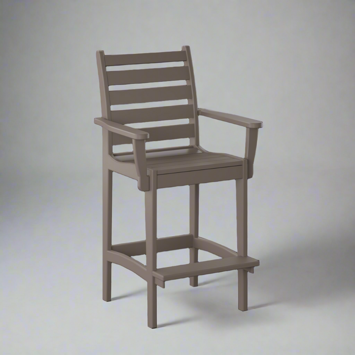 Amish Bar Height Meadow Captains Chair Dark Gray Poly Outdoor Furniture