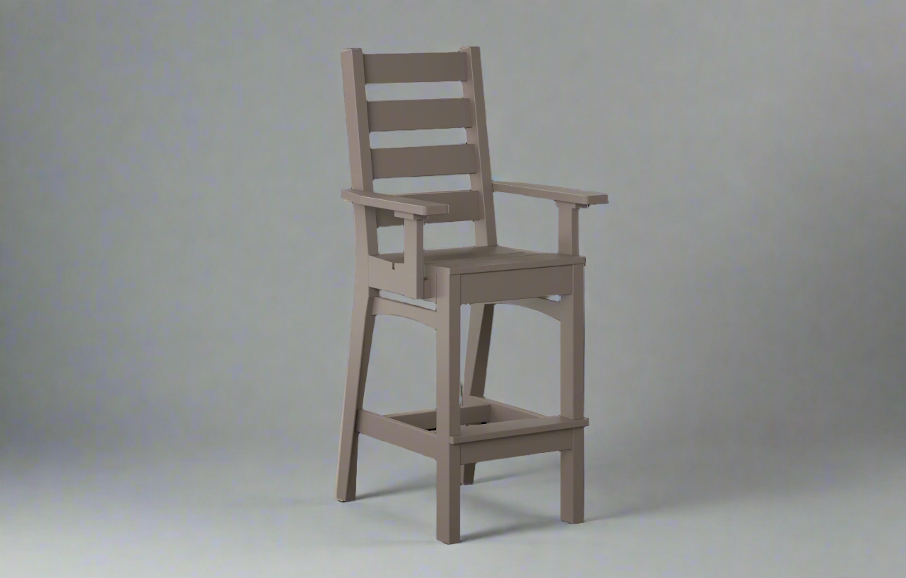 Amish Bar Height coastal Captains Chair Dark Gray Outdoor poly furniture