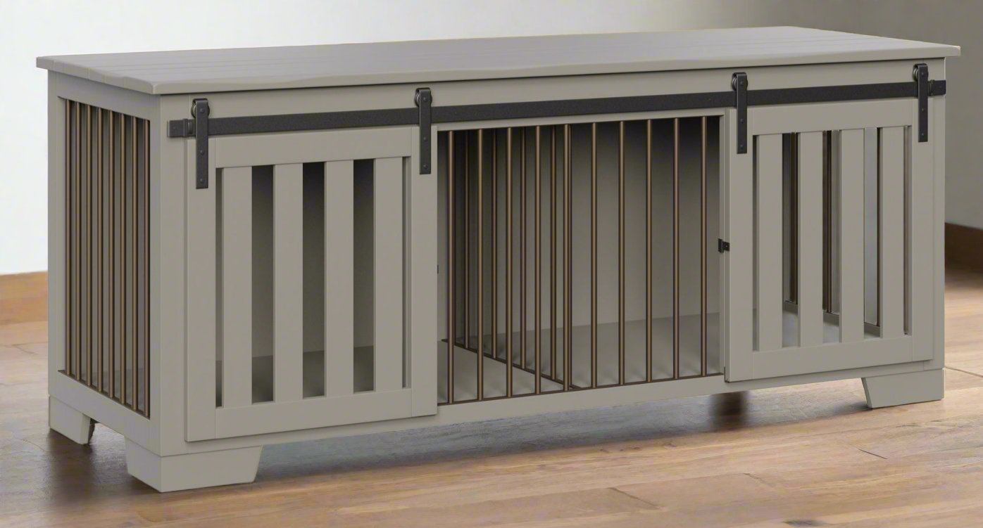 Amish Barn Door Double Pet Cabinet 31" High Pet Cabinets Farmhouse