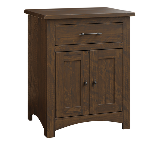 Amish Barn Floor Nightstand With Doors - Rough Sawn Nightstands With Doors Farmhouse Rough Sawn