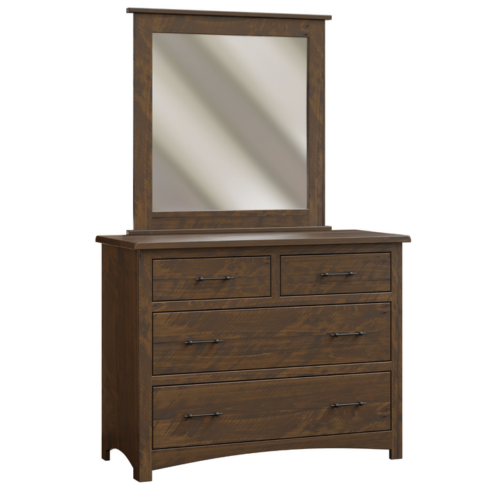 Amish Barn Floor Small Dresser With Mirror Option - Rough Sawn Dressers Farmhouse Rough Sawn