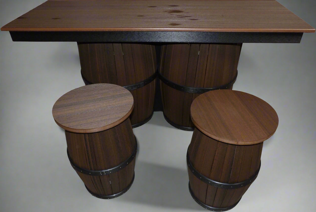 Amish Barrel Bar set black on brown