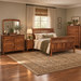 Amish Barrs Mill Mission 5-pc. Bedroom Set - J&M Woodworking - Solid Quarter Sawn White Oak Amish Bedroom Set - Mission Bedroom Set Solid QSWO - OCS-113 Michaels Stain - Sleigh Bed  - In-Bedroom Photo