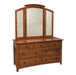 Amish Barrs Mill Mission 7-Drawer Dresser & Tri-Fold Mirror - J&M Woodworking - Solid Quarter Sawn White Oak Amish Bedroom Set - Mission Bedroom Set Solid QSWO - OCS-113 Michaels Stain