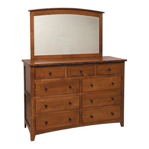 Amish Barrs Mill Mission 9-Drawer Dresser & Mirror - J&M Woodworking - Solid Quarter Sawn White Oak Amish Bedroom Set - Mission Bedroom Set Solid QSWO - OCS-113 Michaels Stain