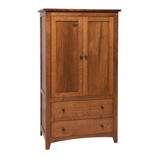Amish Barrs Mill Mission Armoire - J&M Woodworking - Solid Quarter Sawn White Oak Amish Bedroom Set - Mission Bedroom Set Solid QSWO - OCS-113 Michaels Stain