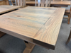 Amish Bayfield Rough Sawn Extension Table Dining Set - Bayfield Chairs - Wengerd Wood - Solid Rustic Red Oak - Plank Top & Breadboard Ends - Breadboard Detail