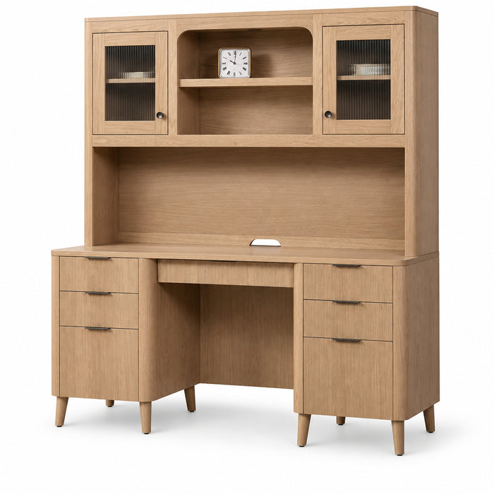 Amish Bayport Double Pedestal Credenza w/ Optional Hutch
