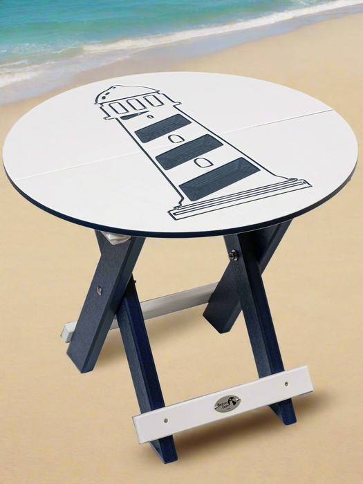Amish Bayside Round Folding Table
Amish Made Poly Round Folding Table
Bright White on Patriot Blue (Light House)
