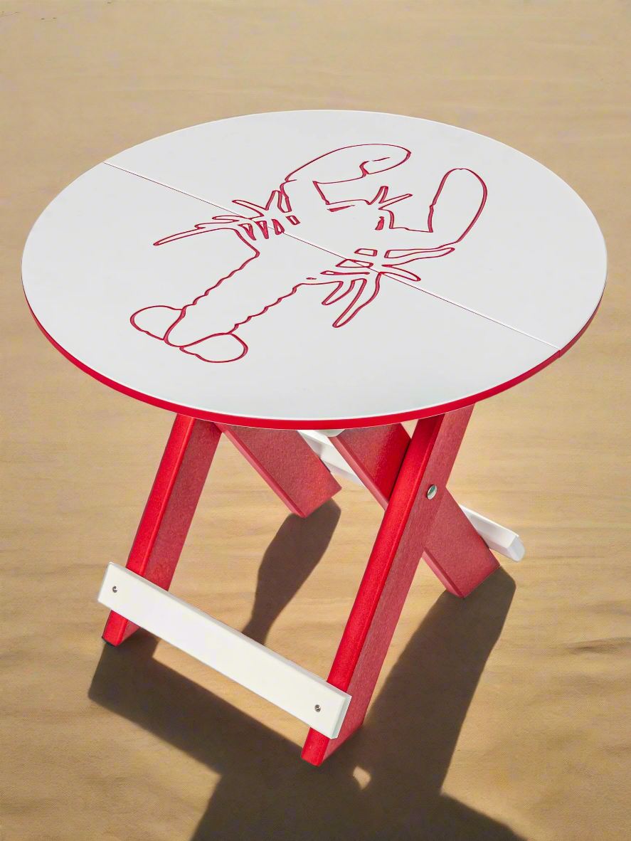 Amish Bayside Round Folding Table
Amish Made Poly Round Folding Table
Bright White on Cardinal Red (Lobster)