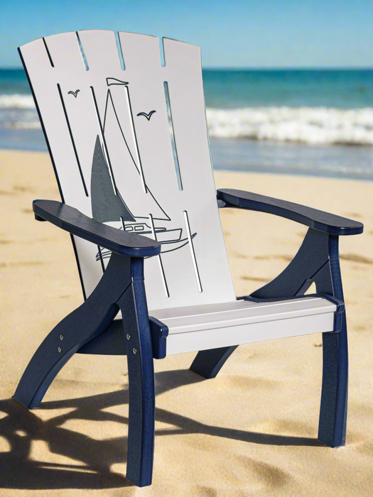Amish Bayside Siesta Chair 
Amish Made Poly Siesta Chair
Bright White on Patriot Blue (Sailboat)