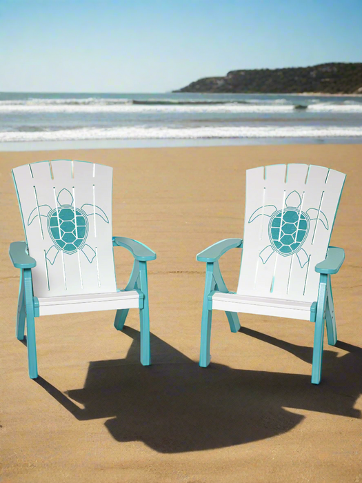 Amish Bayside Siesta Chair 
Amish Made Poly Siesta Chair
Bright White on Aruba Blue (Turtle)
