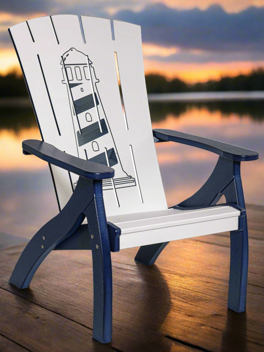 Amish Bayside Siesta Chair 
Amish Made Poly Siesta Chair
Bright White on Patriot Blue (Light House)
